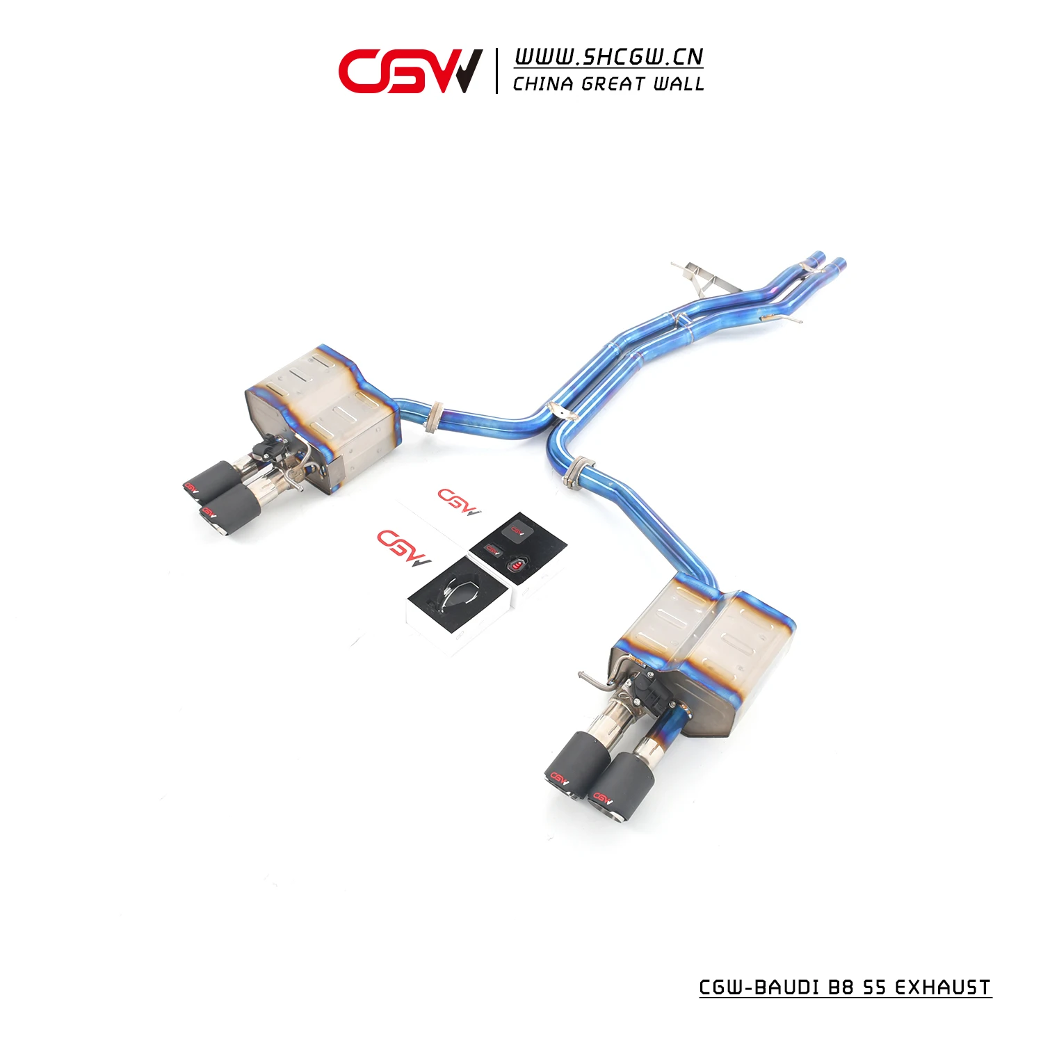 Active Sound Titanium Alloy Racing Muffler Exhaust Pipes Catback System  S5 B8 2010-2016 Electric Valves