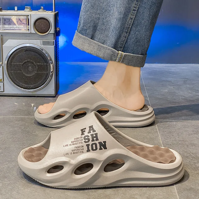 Men Fashion Massage Slippers Indoor/Outdoor Sandals Beach Flip Flop Thick Sole Male Slides Summer Non-Slip Men Shower Slippers 3