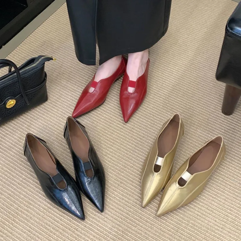 

Bailamos/Новые женские туфли на плоской подошве, модные элегантные балетки без шнуровки с острым носком, мягкие модельные туфли на плоском каблуке