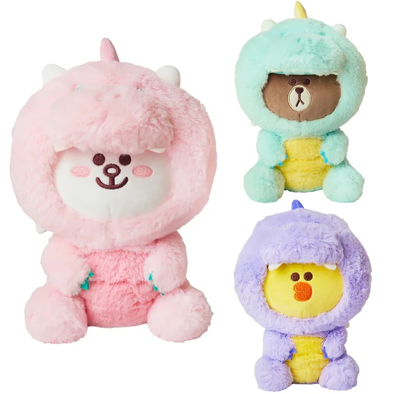 Line Friends Original New Anime Brown Bear Sally Cony Plush Doll Kawaii Animals Transform Dragon Plushie Home Ornaments Gift Toy