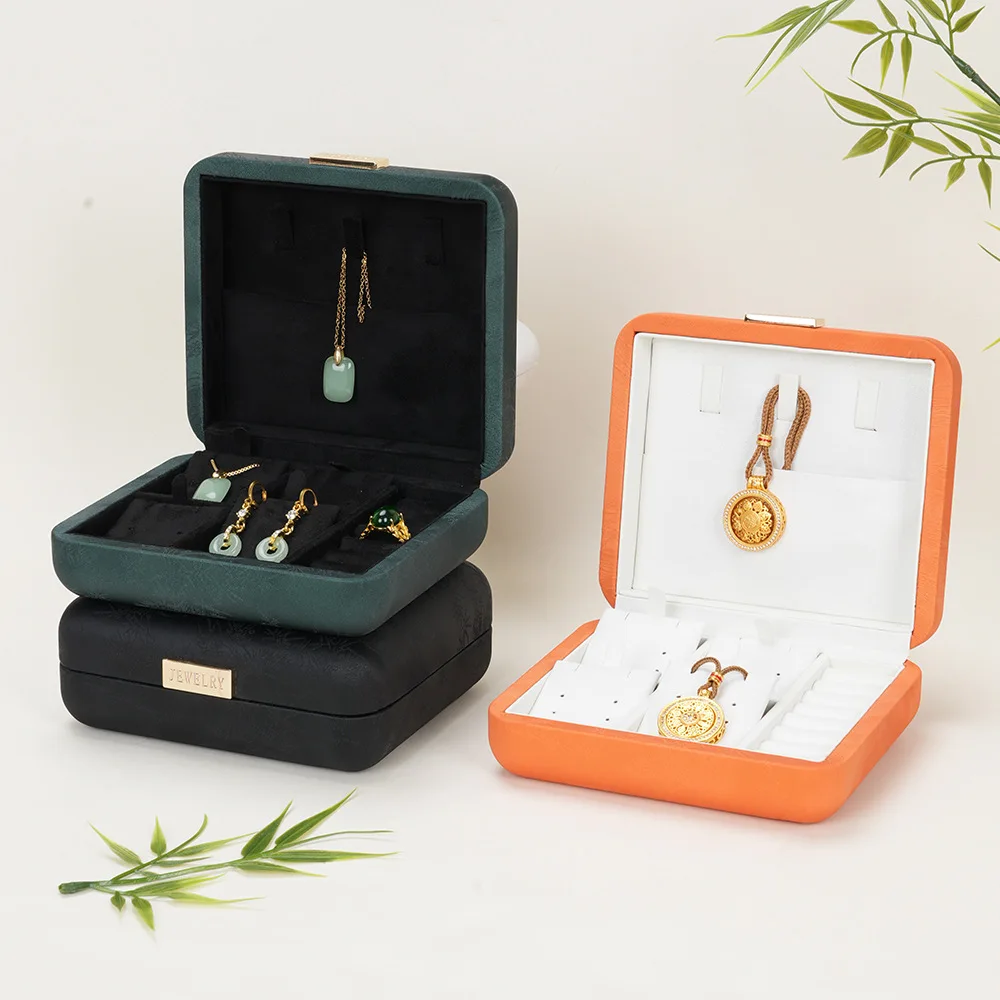 Gold Label Jewelry Box Ring Earrings Jewelry Box Metal Magnetic Suction Set Packaging Box