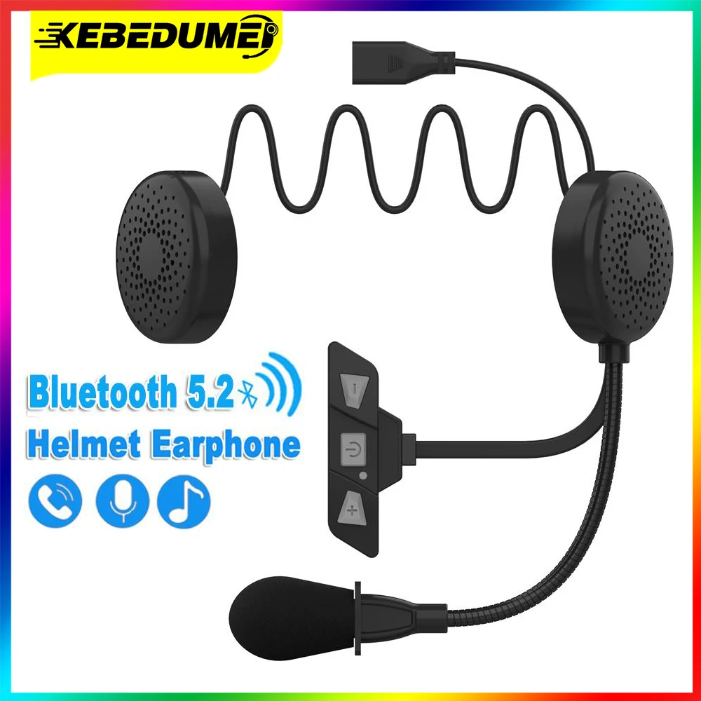 

Kebidumei Stereo Bluetooth 5.2 Moto Helmet Headset Wireless Handsfree Call MP3 Speaker Waterproof Motorcycle Helmet Headphones