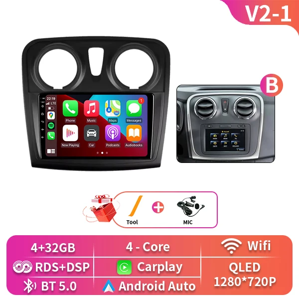 Android 16 Auto Voor Renault Dokker Lodgy Dacia 2012-2020 Radio Multimedia Speler Android Auto Carplay Head Unit navigatie Gps - afbeelding 1