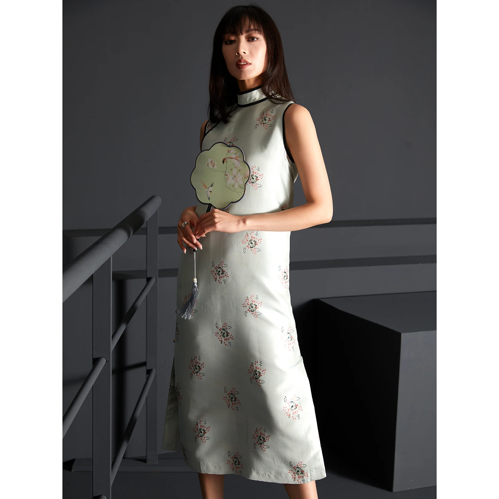 

Original Independent Women's Full Slit Long Qipao Vintage Sle Chinese Remodel High Slit Daily Wear