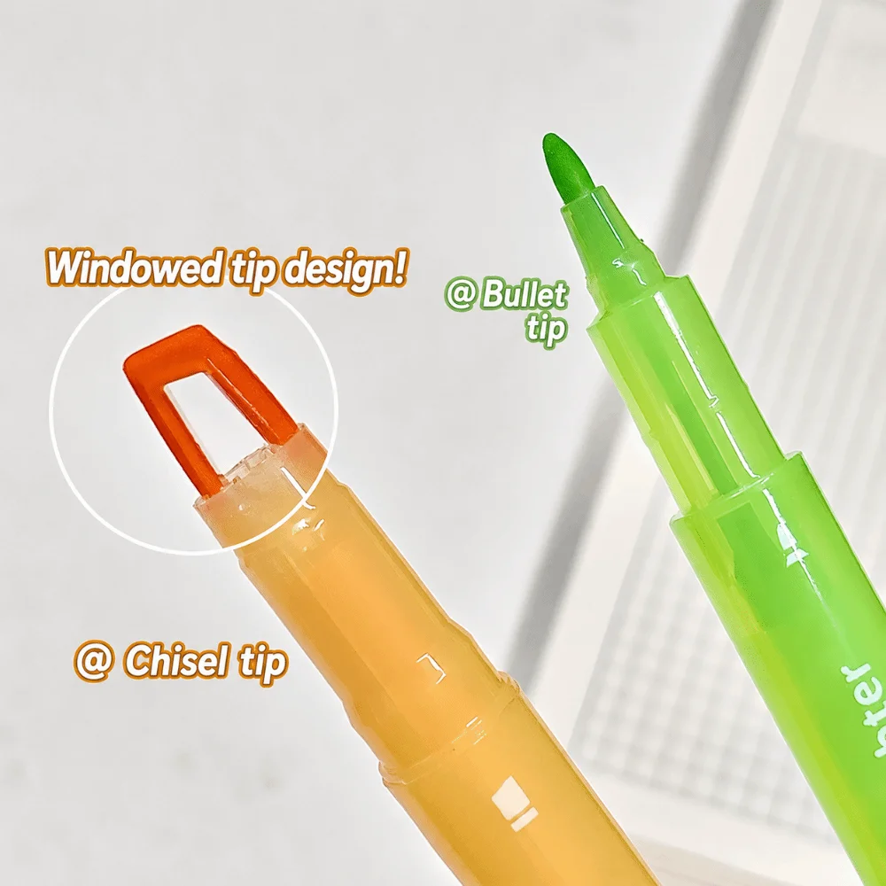 5pcs/set Colorful Dual Tip Highlighter Set Visible Window Multi-Color Marker Pens Eye-protecting Highlighter Pen Students