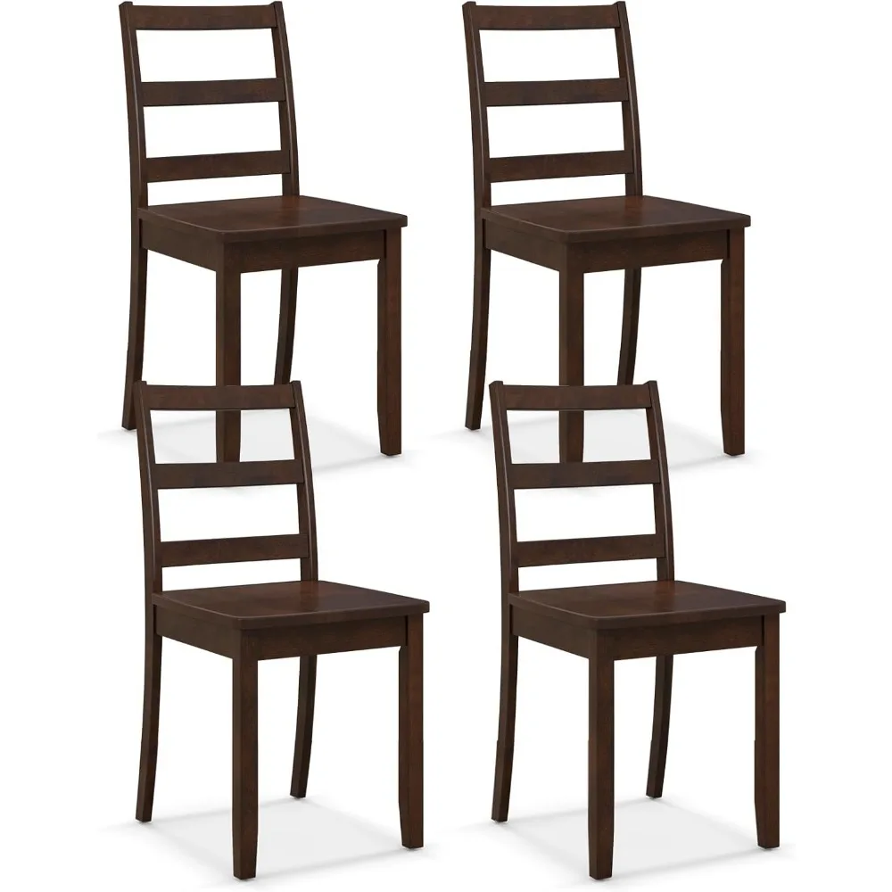 

Wood Dining Chairs Set of 4 Walnut- Wooden Armless Kitchen Chairs with Solid Rubber Wood Legs, Non-Slip Foot Pads, Max L