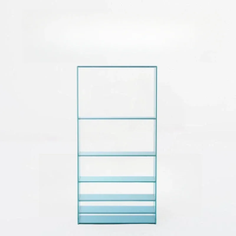 Italian glass cabinet Floor-to-ceiling multi-layer coffee cup display storage cabinet Living room bookcase against