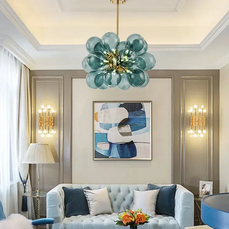 Modern Fashion Glass Bubble Ceiling Light Creative Nordic Decoration Restaurant Living Room Bar Clothing Colorful Chandeliers