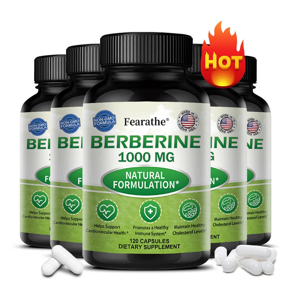

Fearathe Berberine HCL 1000mg Per Serving, Supports Healthy Metabolic & Cardiovascular Health, Non-GMO, 120 Capsules