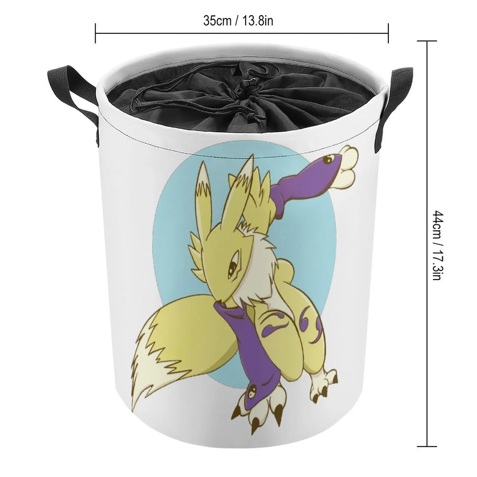 Storage Tank Renamon Golden Fox Anime Digimon Circle Design Po Multifunctional Unique Laundry Basket Durable Convenient Storage