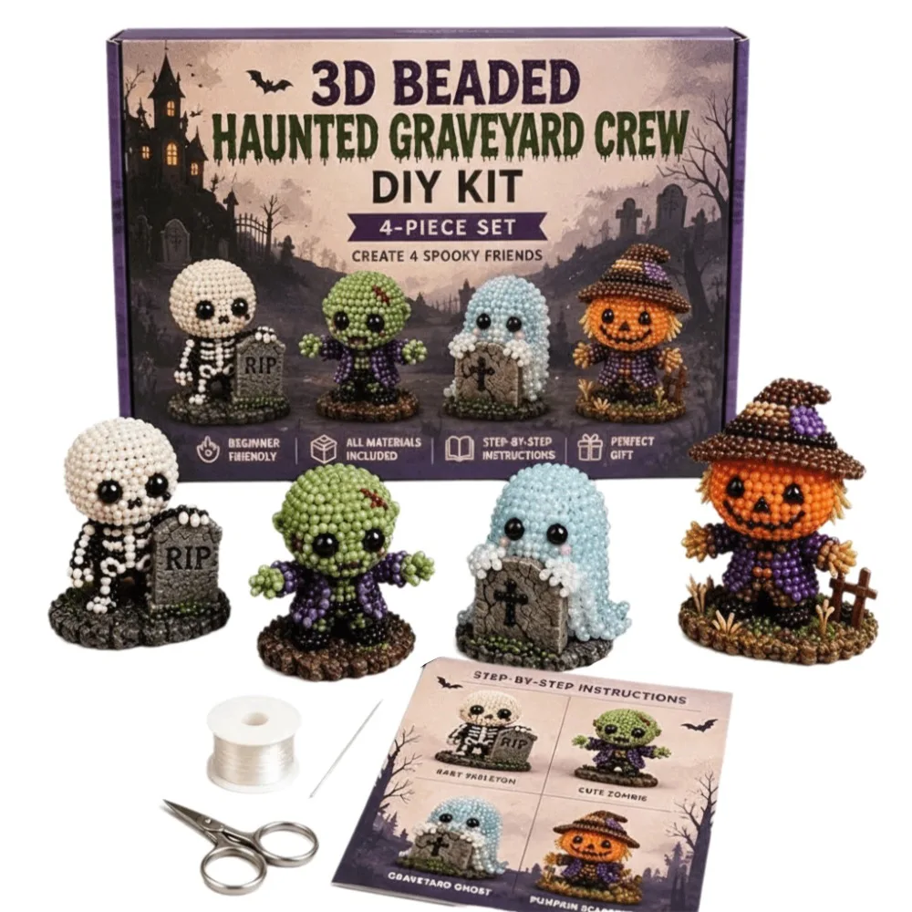 Tiny Beads Halloween Beaded Dog Kit Cute Design Animal Shape 3D Beaded Animal Kit Creative Craft DIY Bead Craft Kit Home Decor