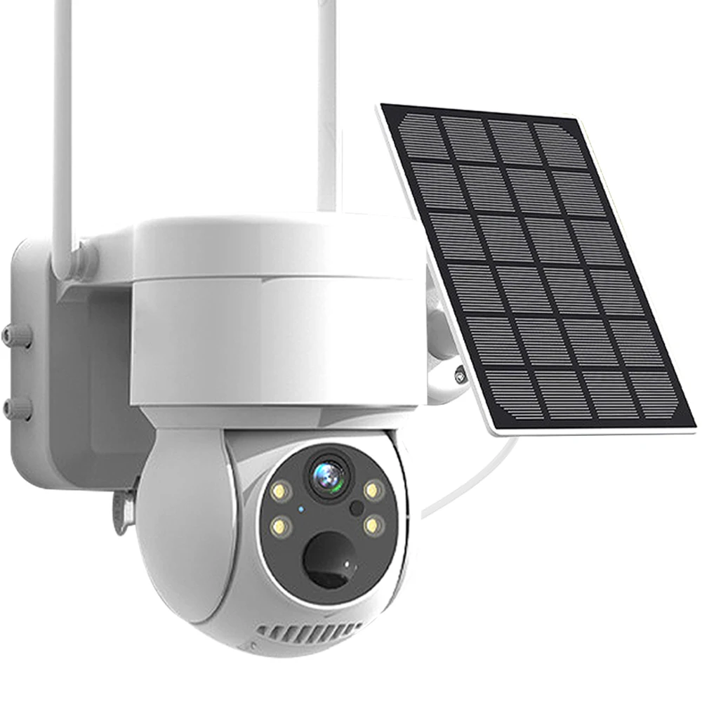 

4MP Outdoor Waterproof Solar Powered Camera With Built In Battery PIR IP Human Detection Night Vision Surveillance Security Cam