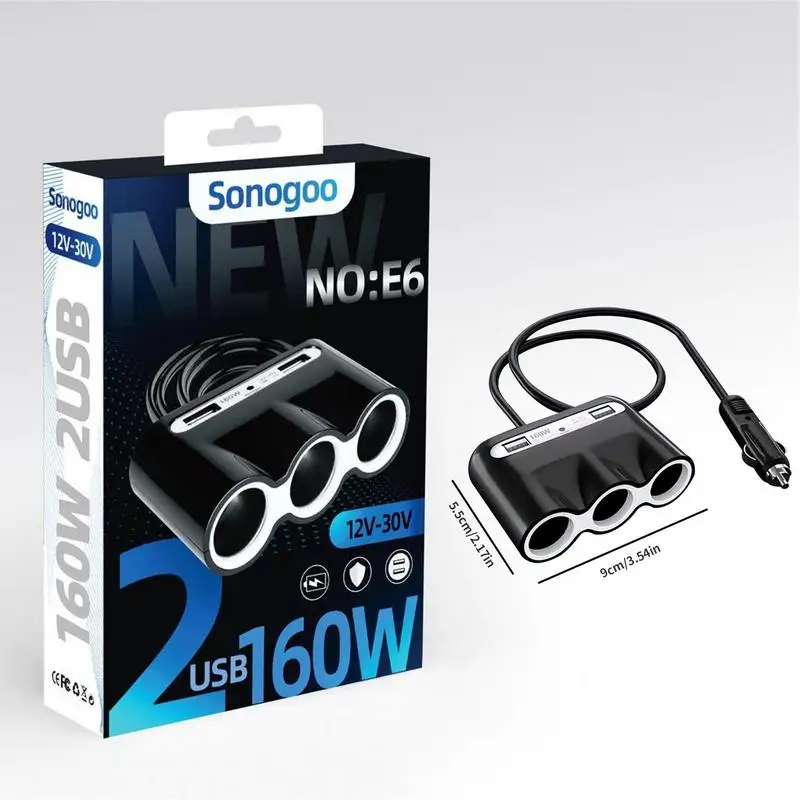 Cargador USB para coche, adaptador de carga rápida para vehículo, interfaz sólida, extensión Multidimensional