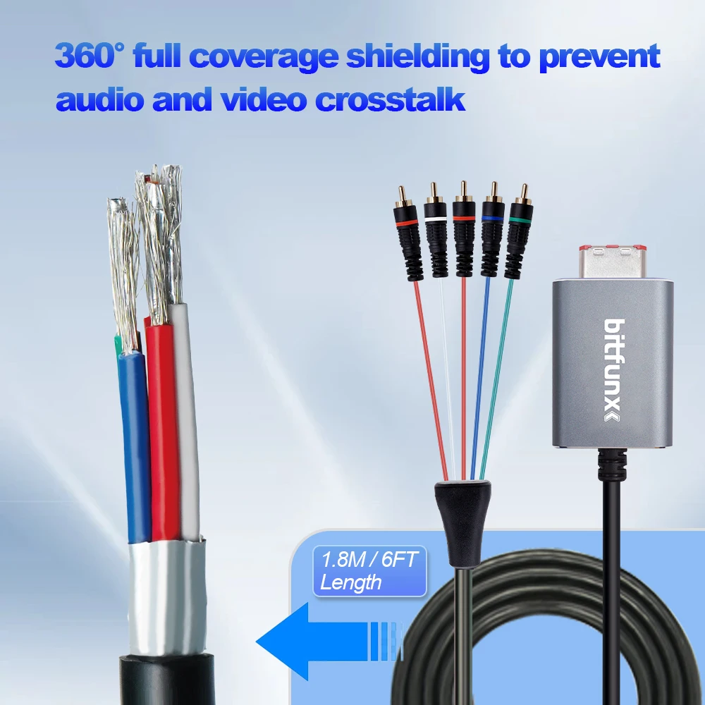 Bitfunx Component Video 5RCA YPbPr Adapter for Nintendo GameCube NGC Digital AV Output High Quality Image
