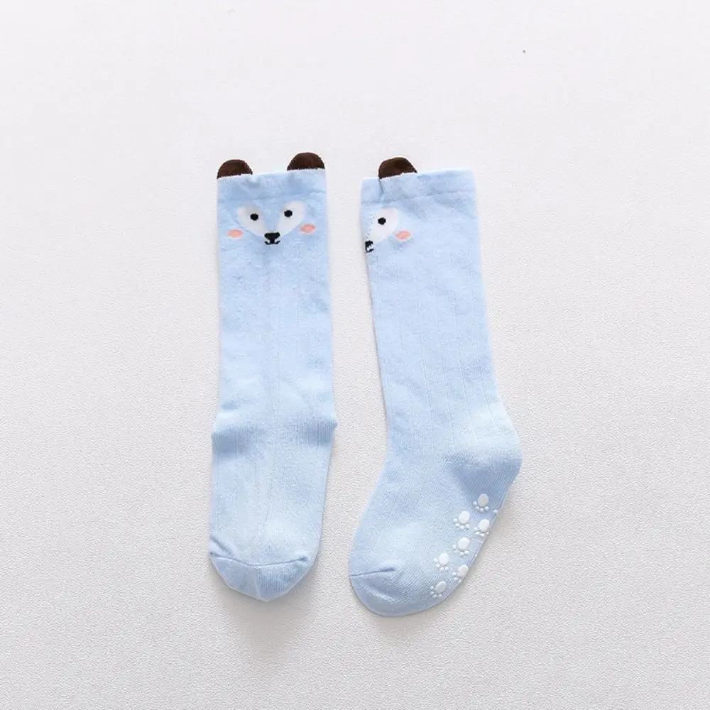 

1Pair Cute Cotton Fox Baby Sock Non Slip 9Colors Toddler Long Socks Grips Knee High Socks Boys