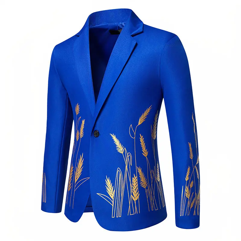 

Men's Baroque Style Blazer Elegant Wheat Scroll Print Designer Suit Jacket for Wedding Party Vintage Royal Luxury Coat Tops