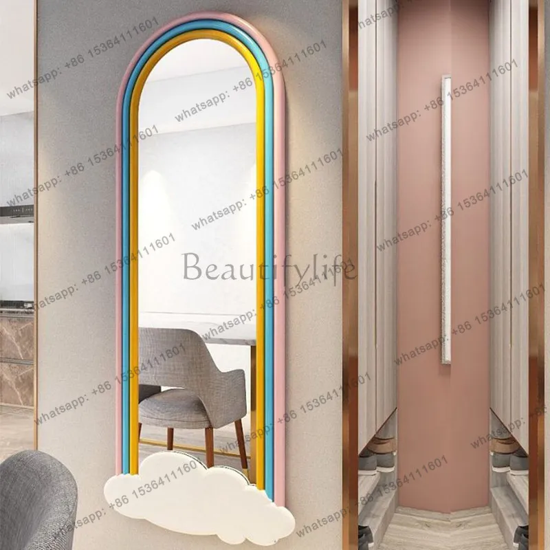 YJ American arch floor mirror entry cloud full-length mirror special-shaped full-body mirror art