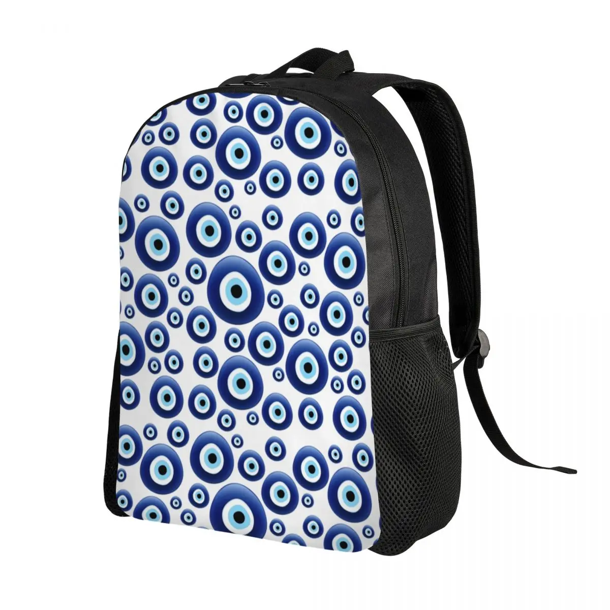 

Mediterranean Evil Eye Protection Backpack for Women Men Waterproof School College Lucky Charm Amulet Hamsa Bag Printing Bookbag