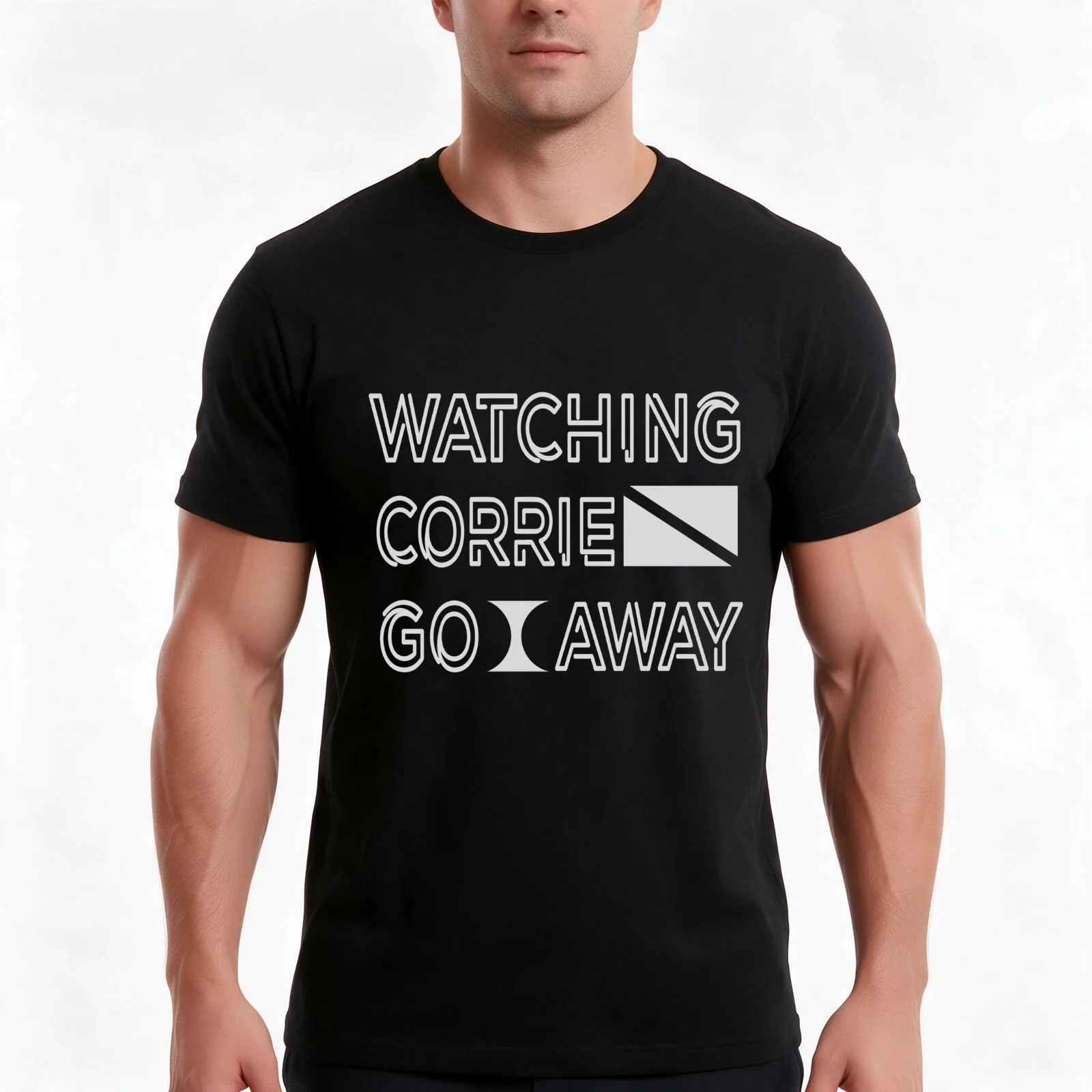 Watching Corrie Go Away - Funny Saying T-Shirt, Summer Casual Cotton Tee, Oversized Streetwear Tops, Vintage Graphic Print