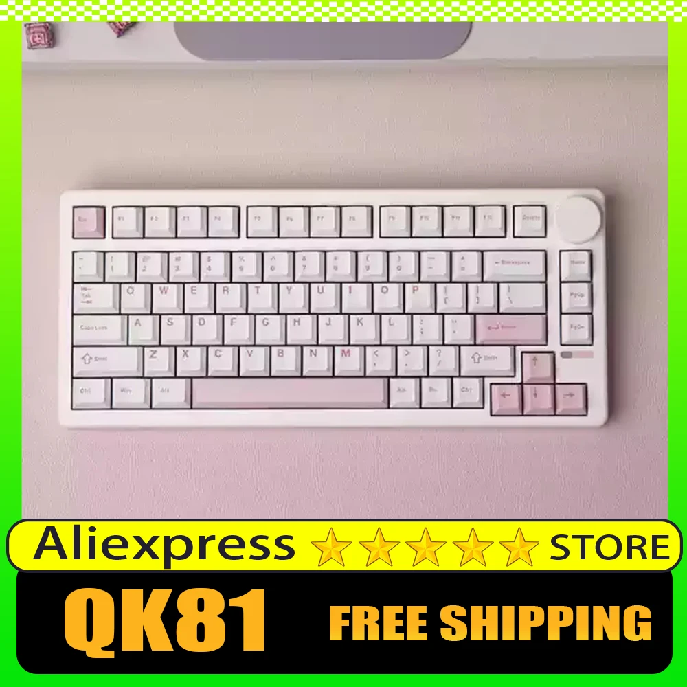 

Epomaker Qk81 Mechanical Keyboard Wireless Tri-mode Customized Gasket Hot Swappable with Multimedia Knob RGB PC Accessories Gift