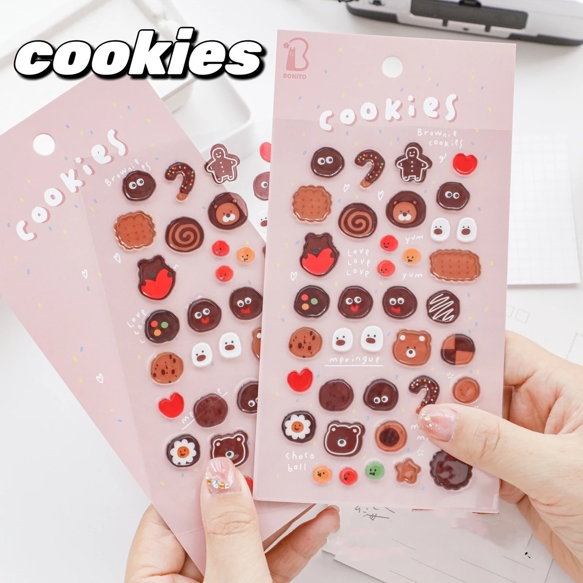 BONITO B6064 Korea 3D Jelly Stickers Cute Gingerbread Cookie Shape for Scrapbooking Junk Journal Phone Decor DIY Cute Stickers