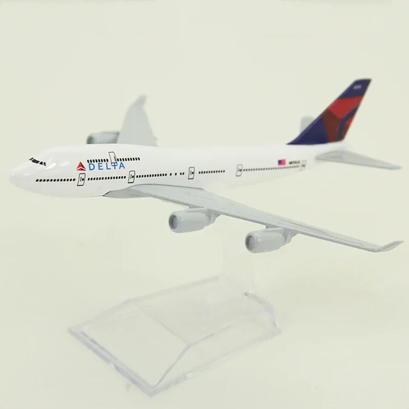 Modelo de avión de 16cm, modelo de avión Delta Air Lines Boeing 747, modelo de avión 1:400, aviones de Metal fundido a presión, juguetes de avión