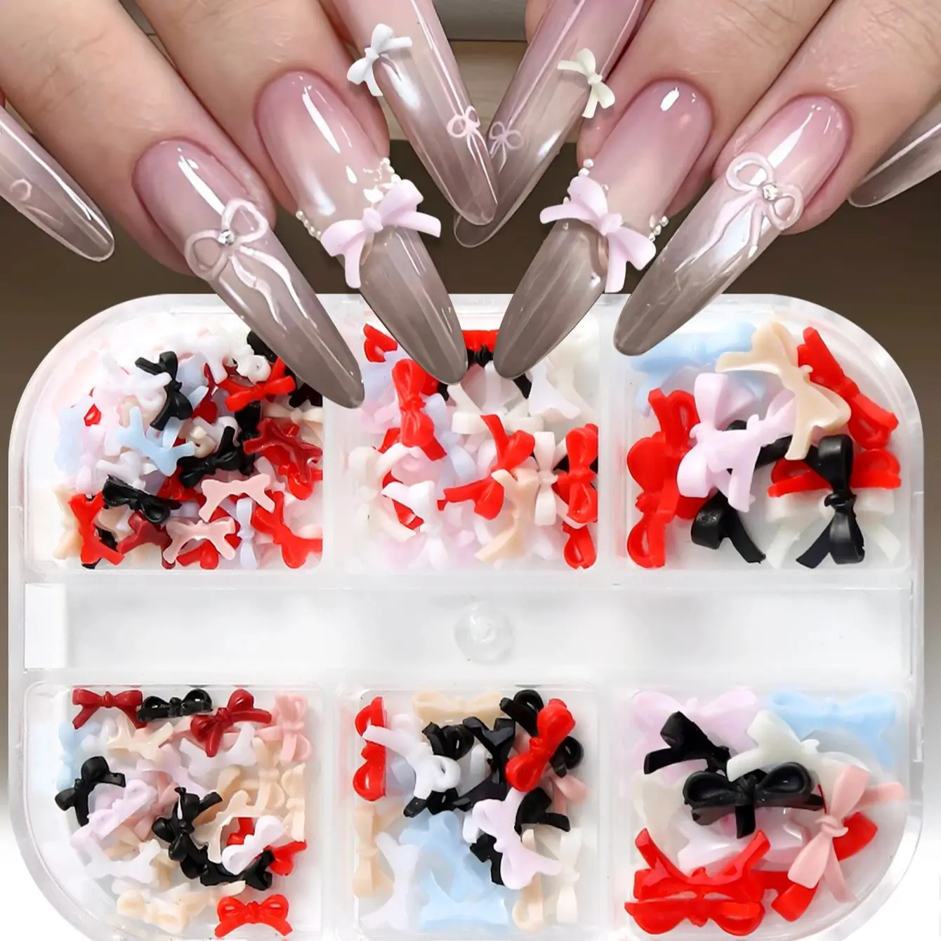 キュートなミニリボン3Dネイルアートデコレーション、マカロンリボンネイルアートデザインDIYレジンアクセサリーカラフルリボンボウネイルアートアクセサリー