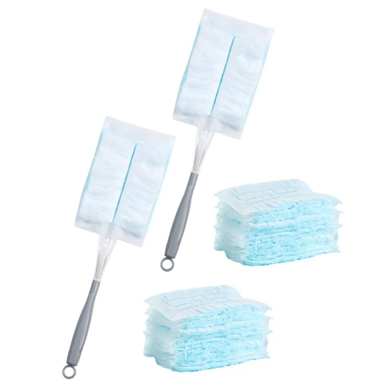 

Hot-60Pcs Duster Refills Electrostatic Duster For Cleaning With 2 Handles For Home Ceiling Furniture Multi-Surface Dusting