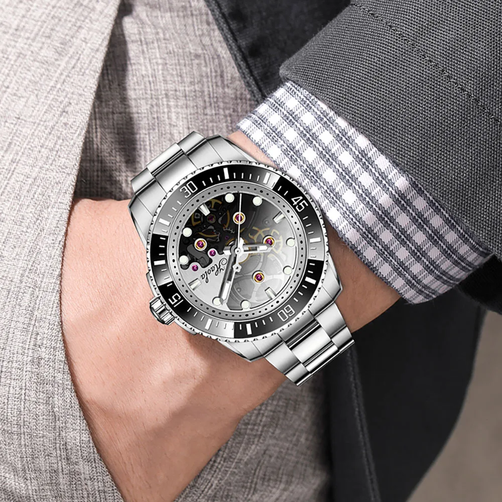 Haofa Mechanical watch Man 3D Hollow Skeleton Bezel Material Ceramics Luminous 316 Stainless Steel Automatic Movement Brand 2288