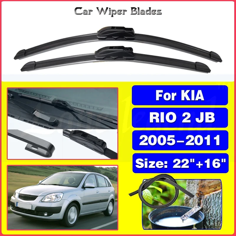 

Car Front Wiper Blade For KIA RIO 2 JB 2005-2011 Windscreen Windshield Wipers Windows Accessories 2006 2007 2008 2009 22"+16"