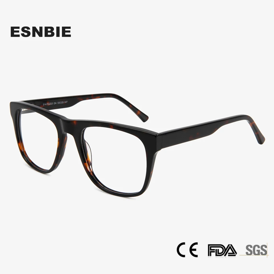 

2024 Trendy Acetate Optical Eyeglasses Frame Men Big Frame Pilot Spectacles Frame For Male Women'S Myopia Glasses Spring HInge