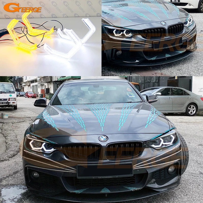 BMW 4 시리즈 F32 F33 F36 F82 F83 M4 2014 - 2019 울트라 브라이트 아크릴 컨셉 M4 아이코닉 스타일 LED 천사 눈 키트 헤일로 링