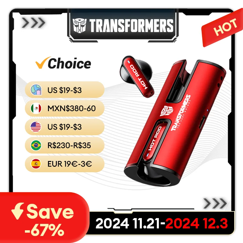 

TRANSFORMERS TF-T02 HiFi Sound Headphones Bluetooth 5.3 TWS Wireless Earphones New Low Latency Gaming Music Dual Mode Headset