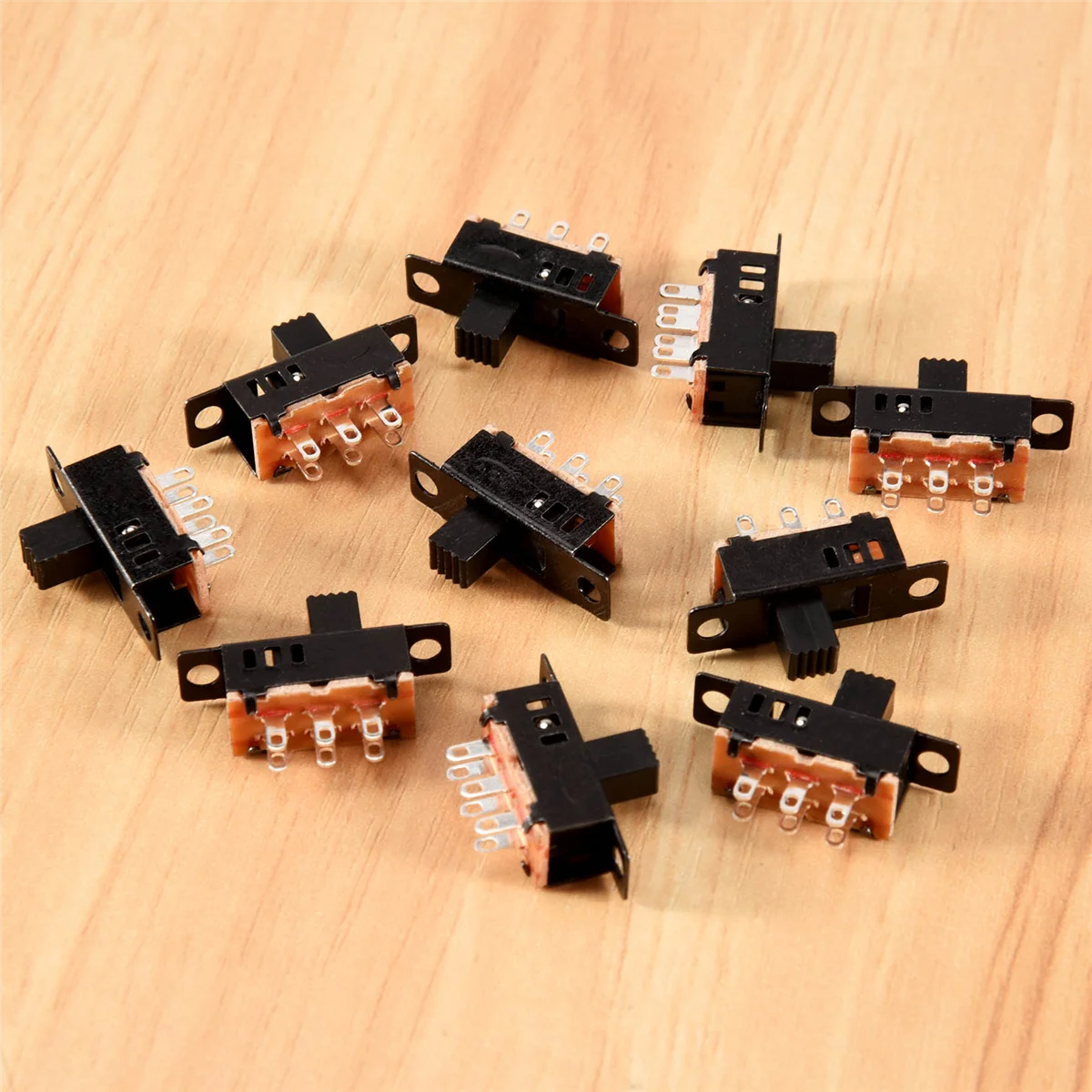 10Pcs High Knob 6 Pin 3 Position DPDT Panel Slide Switch 0.5A 50V DC G