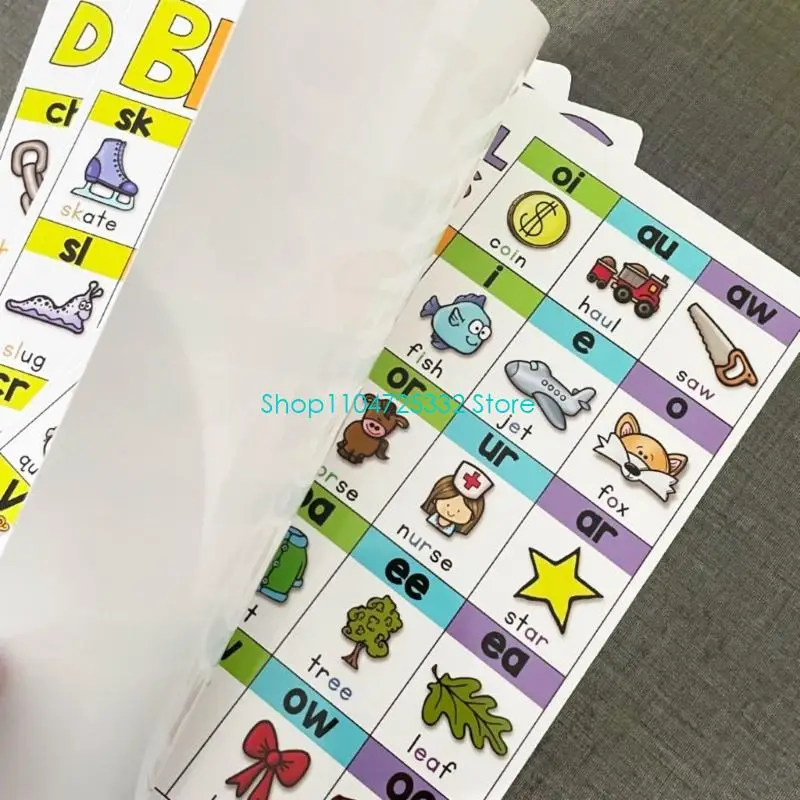 P5EA Professional Phonics Learning Chart Vowel Consonant And Essential Root Charts for Reading Pronunciation Developement