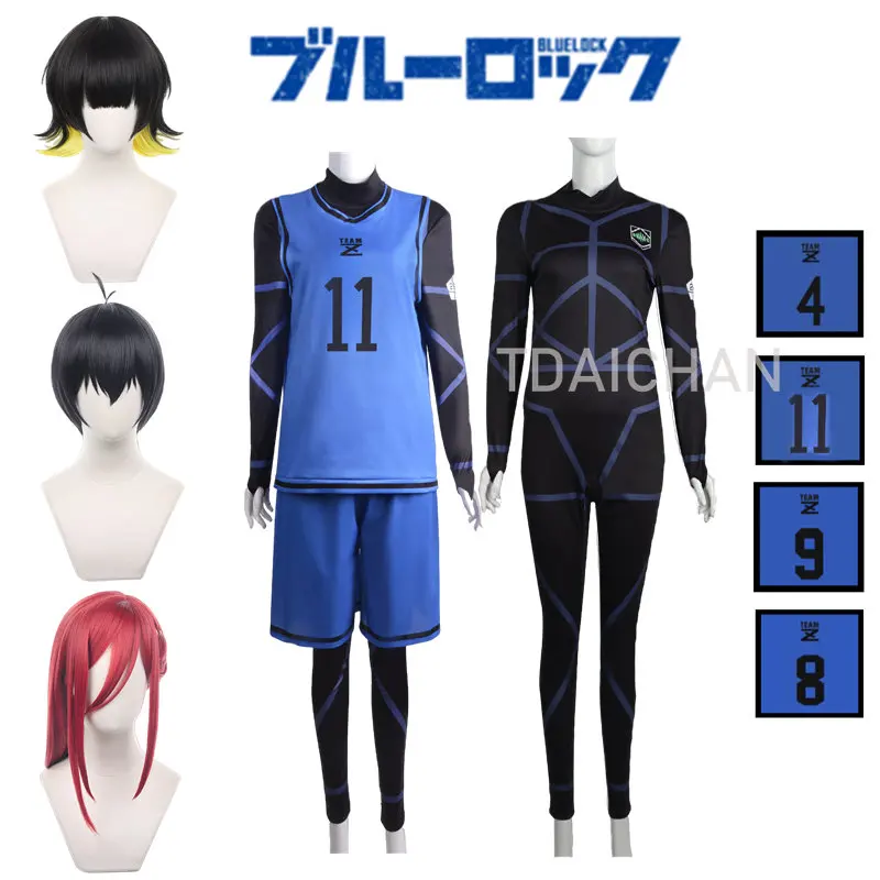 

Anime Blue Lock Bachira Meguru Isagi Yoich Chigiri Hyouma Cosplay Costume Wig Man Jersey Football Player Soccer Training Uniform