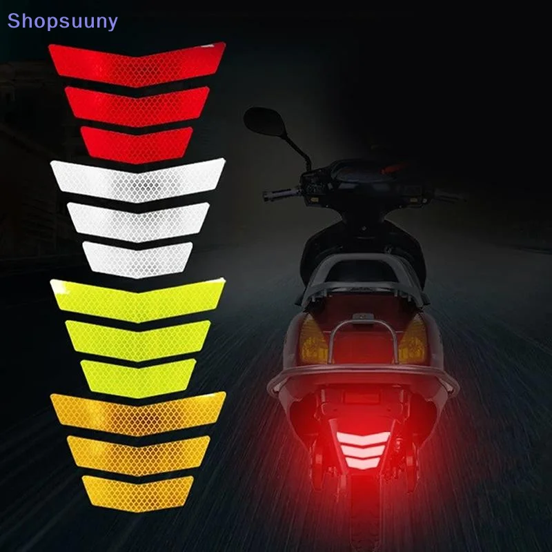 [SU]3Pcs/Set Motorcycle Stickers Tail Bumper Decal Adhesive Tape Reflective Warning Trapezoidal Arrow For Car Truck Bike[SU]