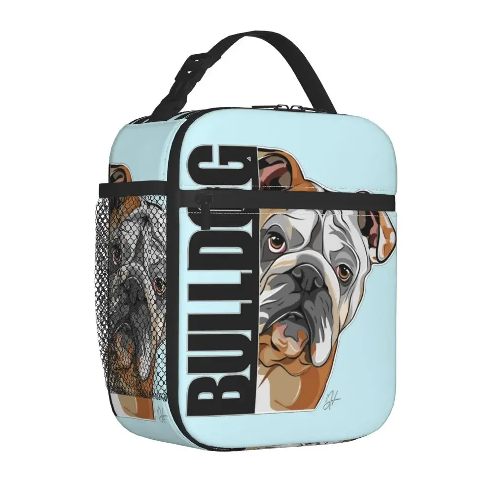 Funny English Bulldog Dog Dogs Insulated Lunch Bag for Women Kids Leakproof Food Boxes Thermal Lunch Box Tote