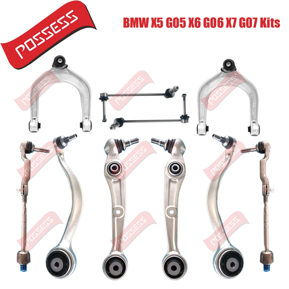 10 Pieces Front Axle Suspension Control Arm Ball Joint Stabilizer Link Tie Rod End Kits For BMW X5 G05 X6 G06 X7 G07 2018-/