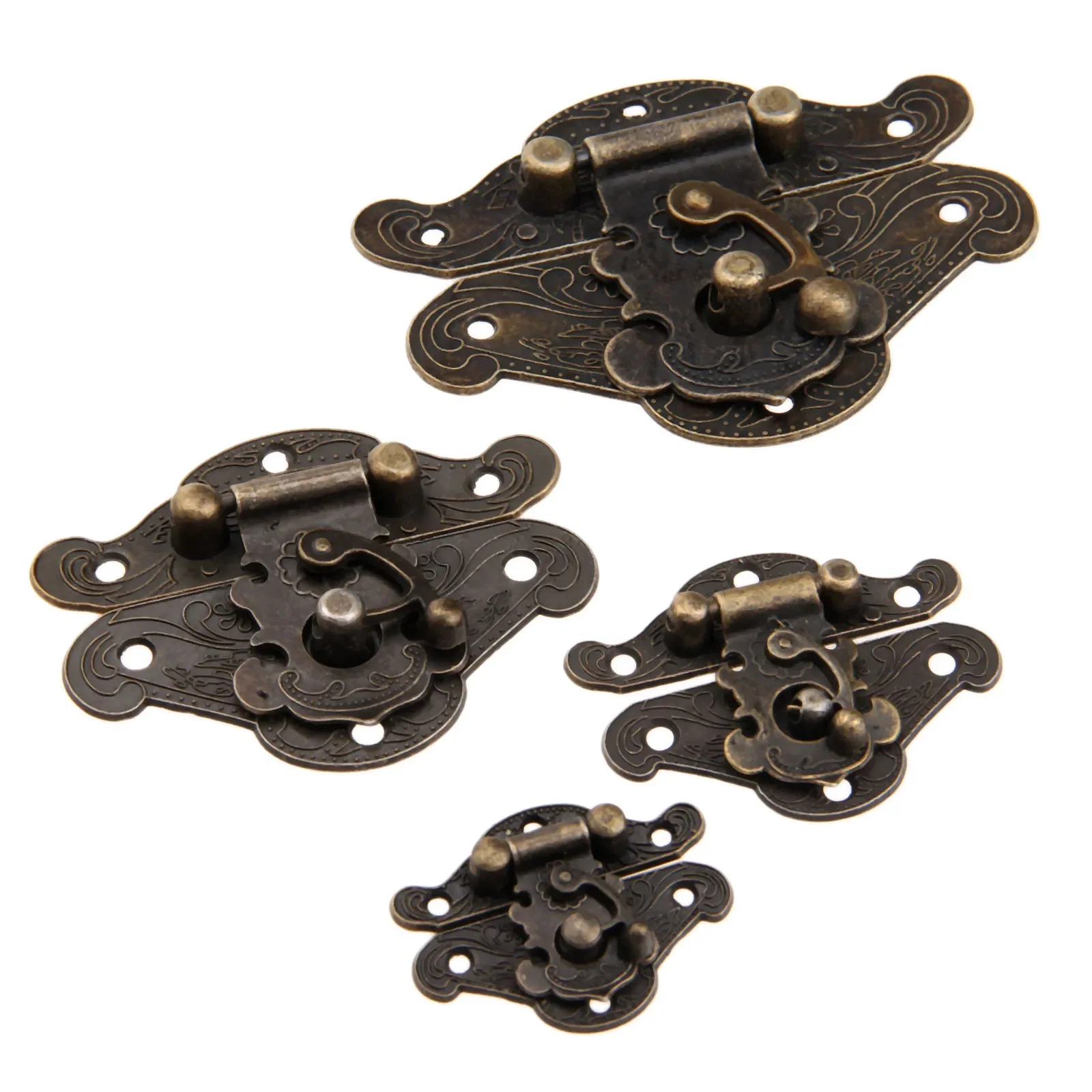1pc Box Latch Hasp Lock 6 Screws Iron Vintage Decorative Hook Wooden box Padlock case Jewelry Antique Bronze Furniture Hardware