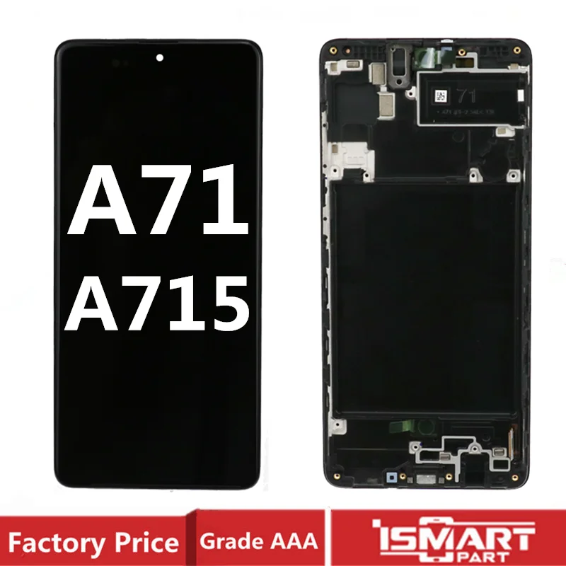 

AMOLED LCD For Samsung A71 A715 A715F Display Touch Digitizer Assembly with Frame Replacement A715FD Screen