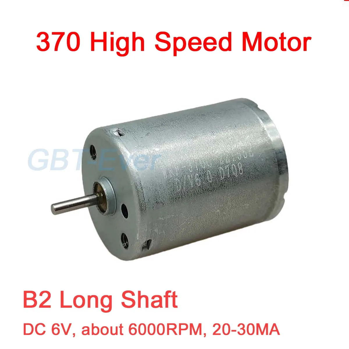 1Pcs DC 6V 6000 RPM 370 Motor B2 Long Shaft High Speed Mini Silent Motor 0.02~0.03A Toy Car Boat Model Accessories 370C-22155