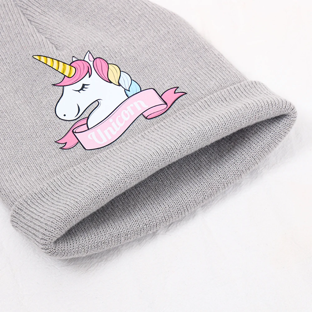 Children\'s Unicorn Caps Baby Hat Korean Baby Boys Girls Beanies Cap Winter Warm Knitted Toddler Kids Hats Bonnet 2-10 Years