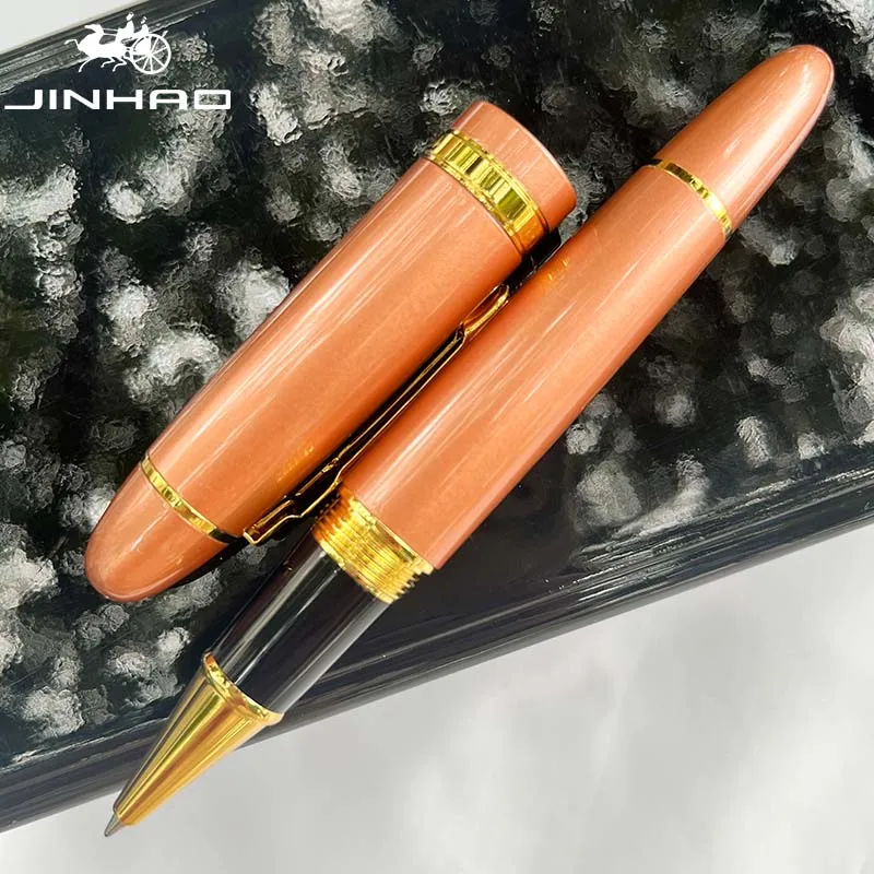 قلم Jinhao 159 ذو أسطوانة كبيرة مع مشبك ذهبي كتابة سلسة لهدية الأعمال (حبر أسود)