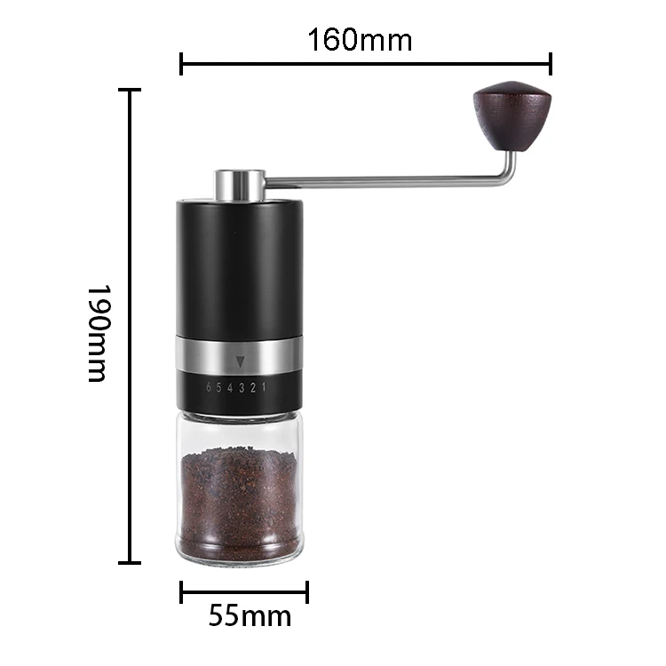 

Super Smooth Manual Portable Coffee Manual Grinder Stainless Steel Manual Coffee Grinder with 100ml Glass Bottle