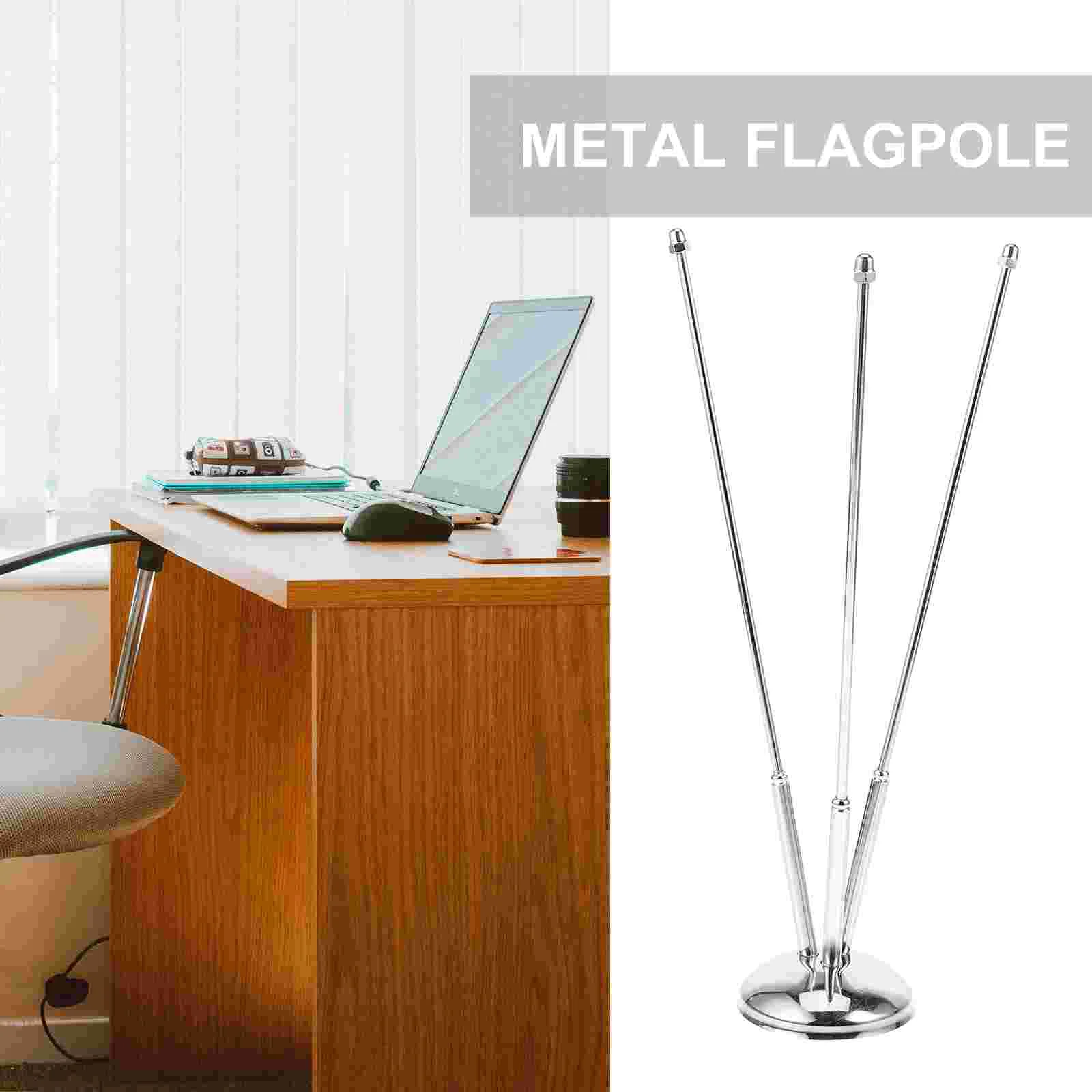 Table Flag Pole Metal Stick Holder Flagpoles Base Fixator Stand for Home Desk Vehicle Frames Office