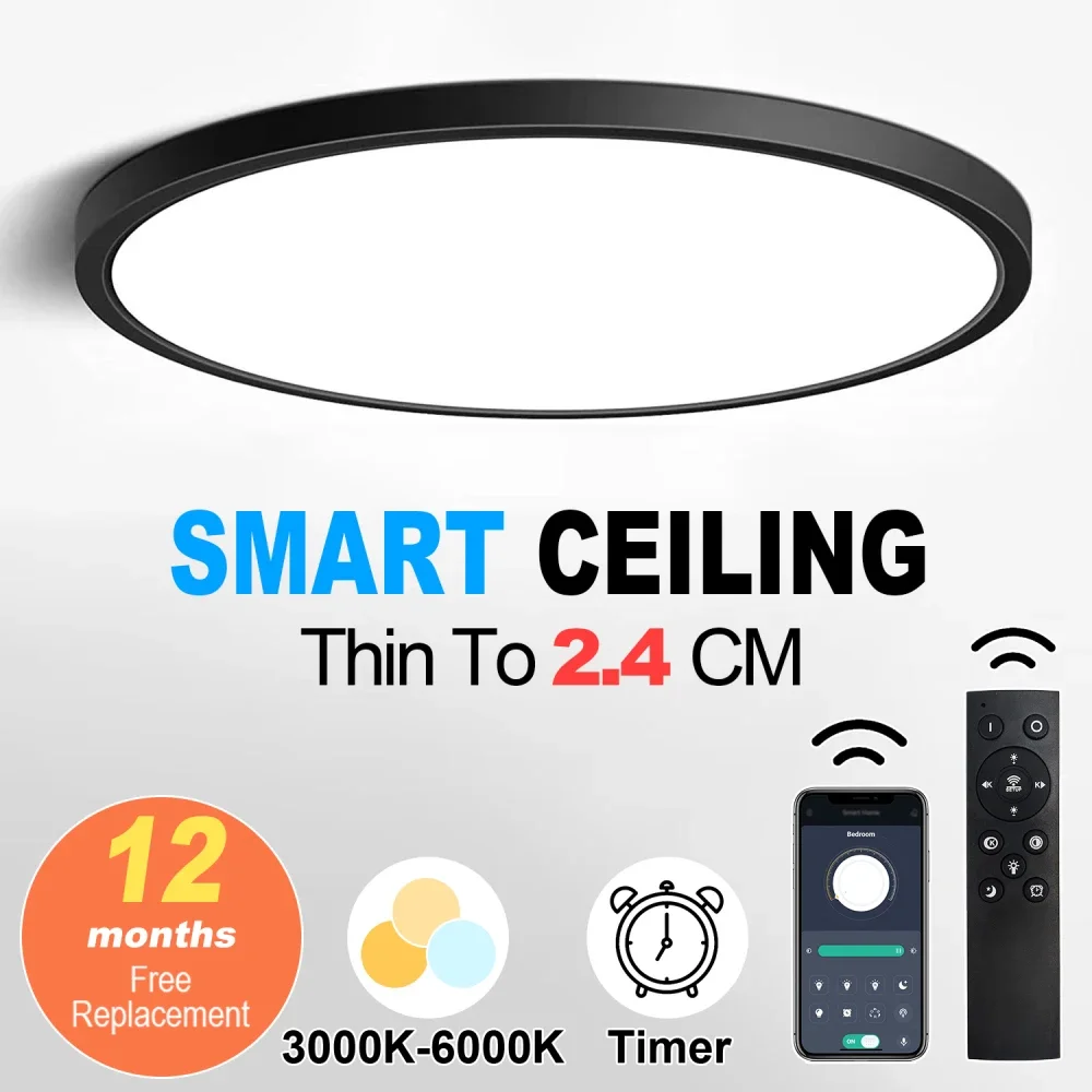 

20inch LED Ceiling Lamp Smart App Remote Control Lighting Fixture Ultrathin LED Ceiling Lights For Bedroom Kitchen Living Room