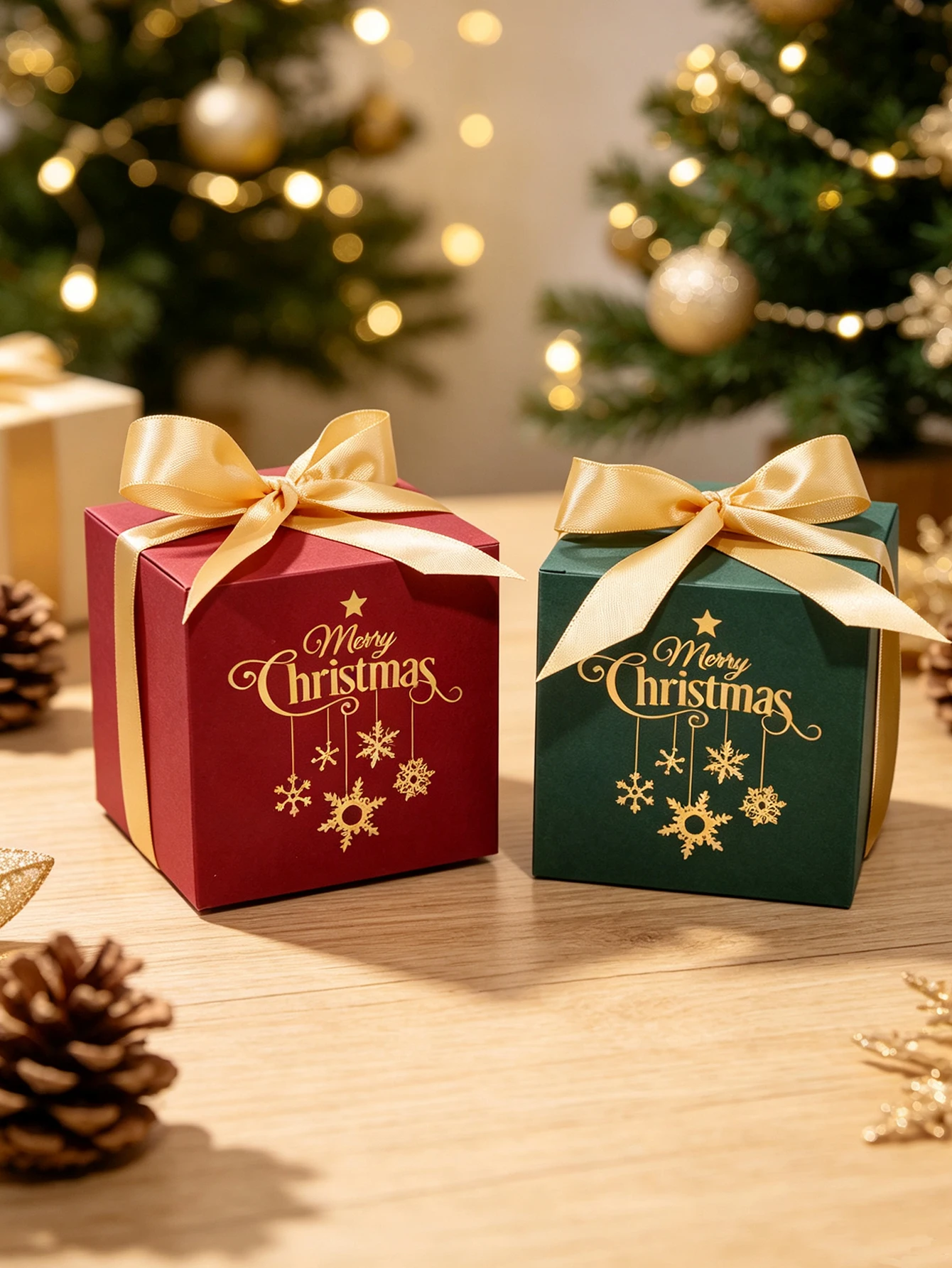 Christmas square paper gift box, Christmas candy chocolate Dim sum gift box, holiday party gift gift box decoration