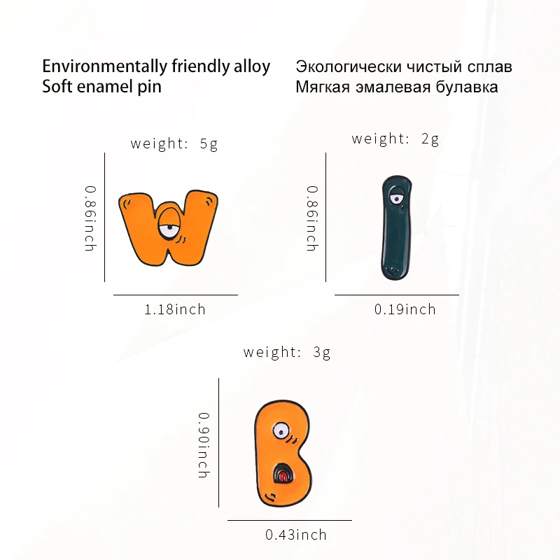 Alphabet 26 Buchstaben Cartoon niedlichen Kiefern für Freund Kind Brosche Party Schmuck A-Z Buchstaben Emaille Pin Englisch