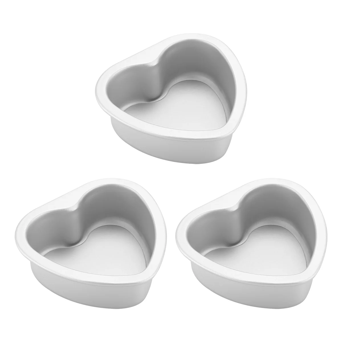 3 Pack Aluminum Heart Shaped Non-Stick Cake Pan Set Diy Baking Mold Tool with Removable Bottom - 4 Inch